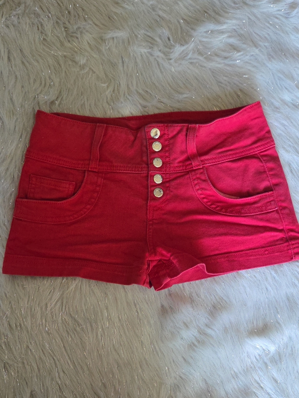 Guess Red Stretch Denim Shorts